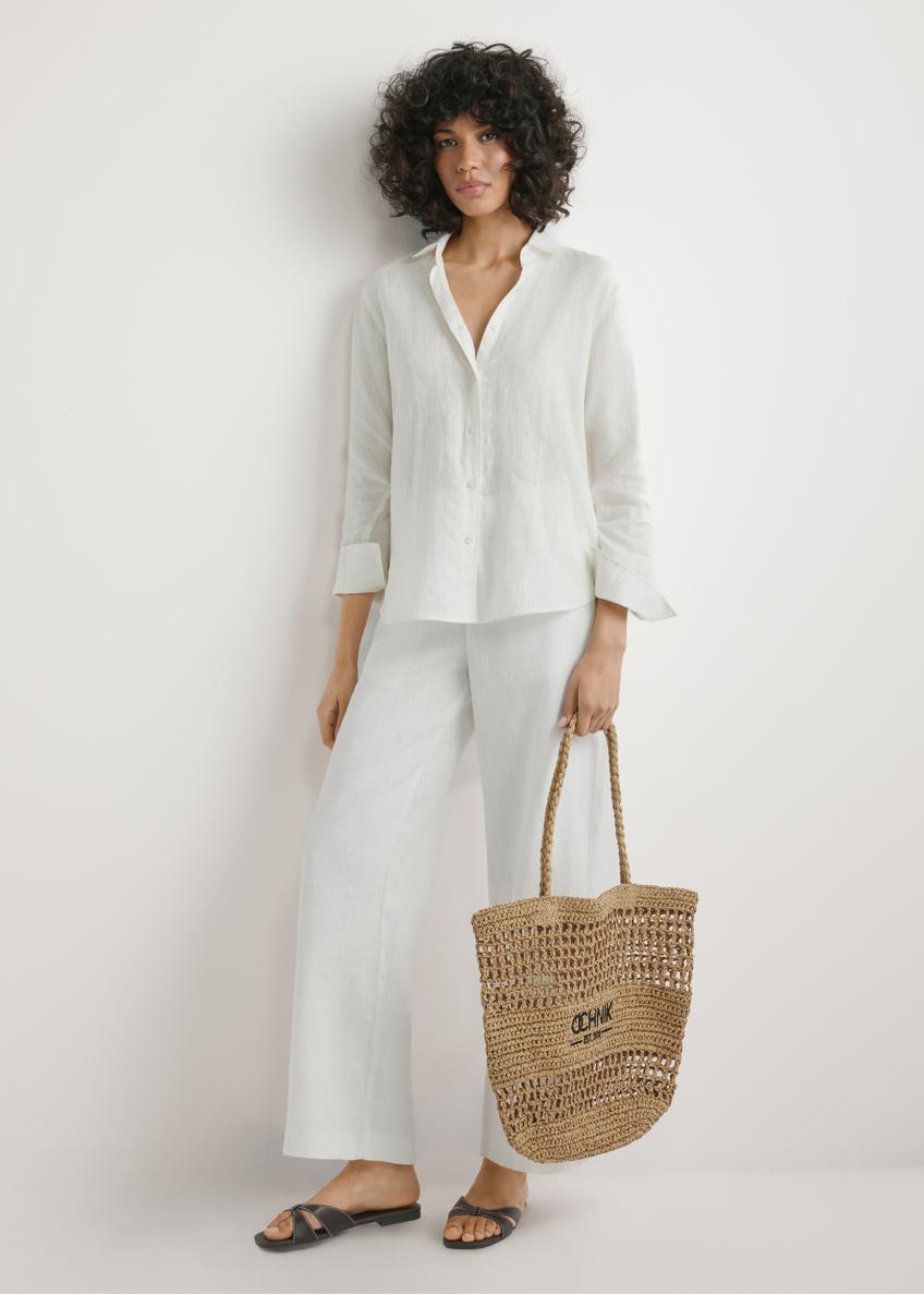 Słomkowa beżowa torebka shopper damska TOREC-0924-1E(W26)