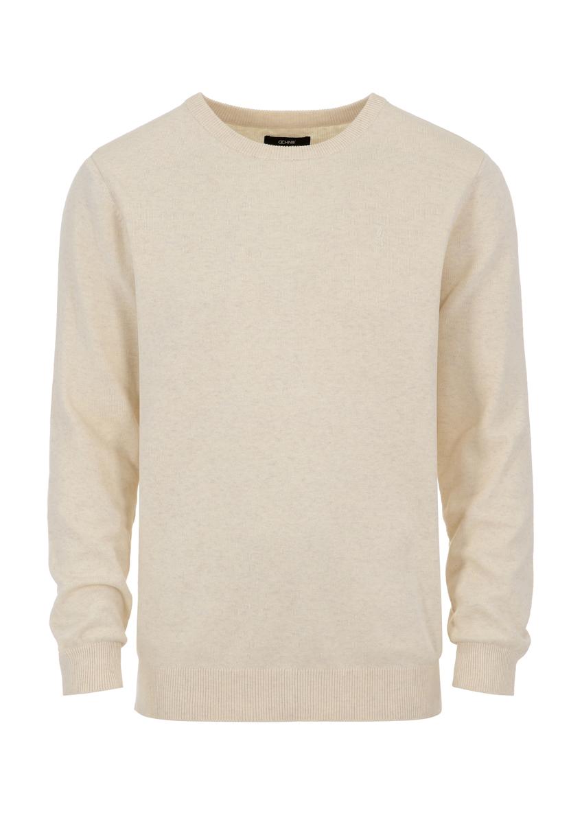 Biały sweter męski z logo SWEMT-0114-11(Z23)-04