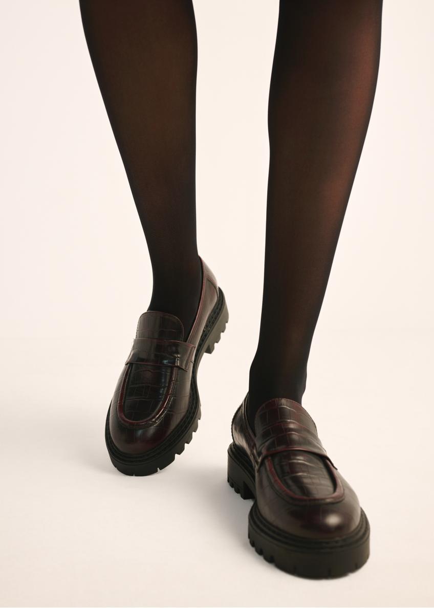 Bordowe mokasyny damskie croco BUTYD-1189-09(Z25)