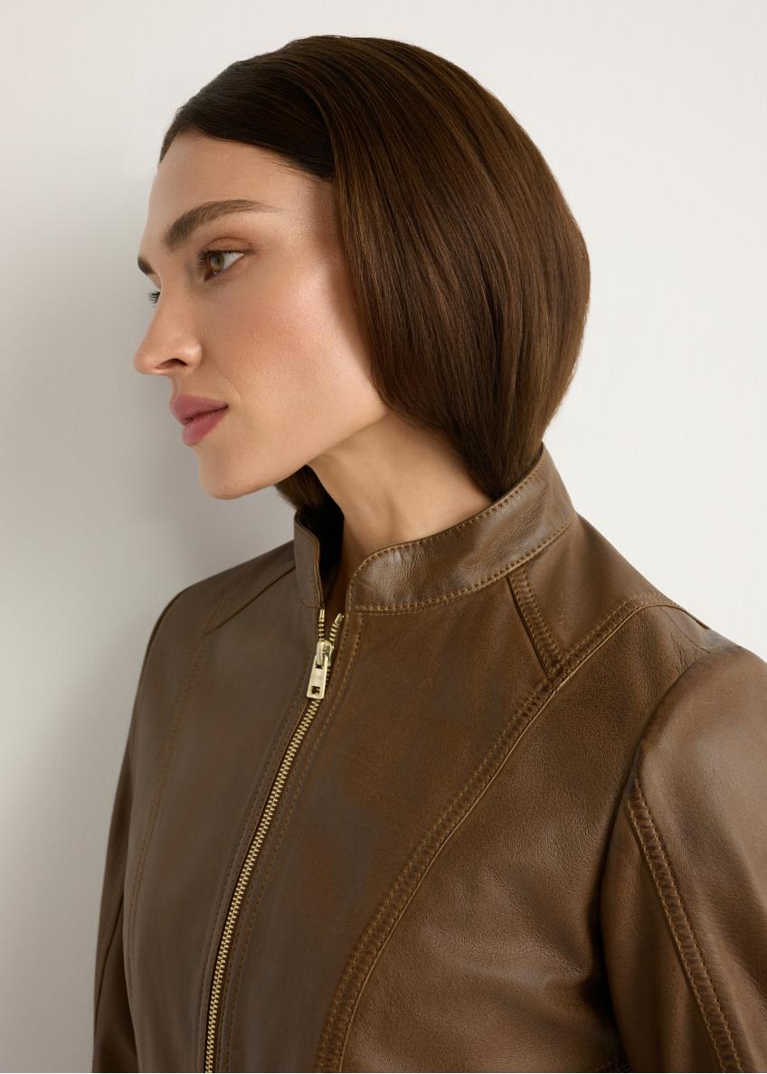 Skórzana kurtka damska brązowa KURDS-0602-1F(W26)