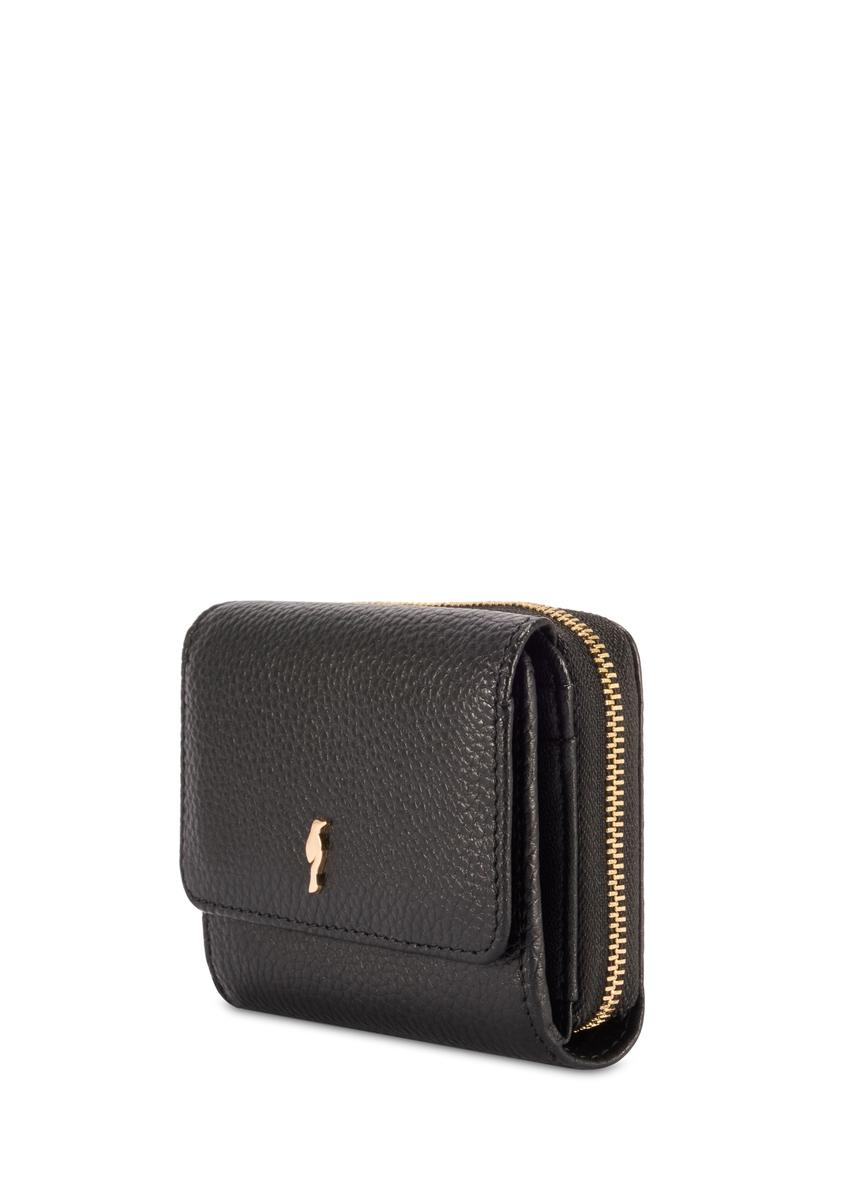 Mały czarny skórzany portfel damski PORES-0802R-9I(W26)
