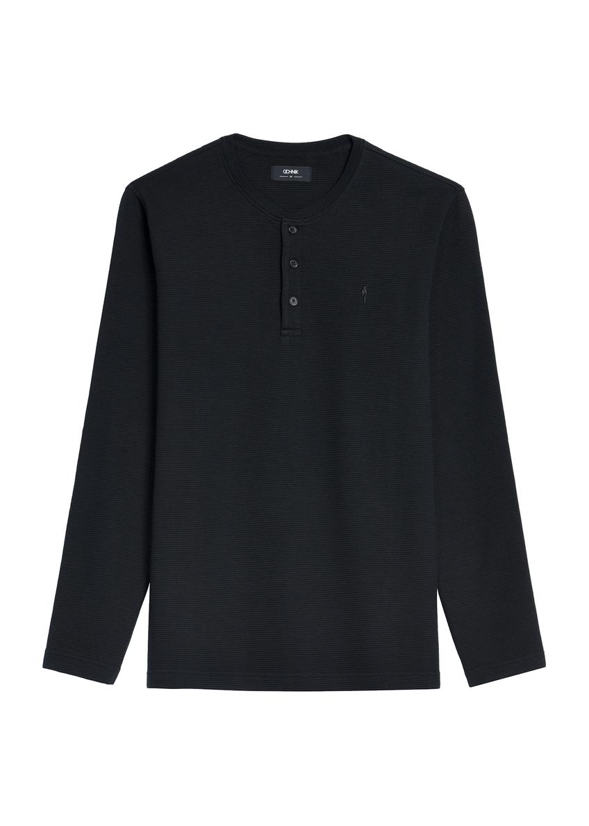 Czarny longsleeve męski LSLMT-0007-99(Z25)