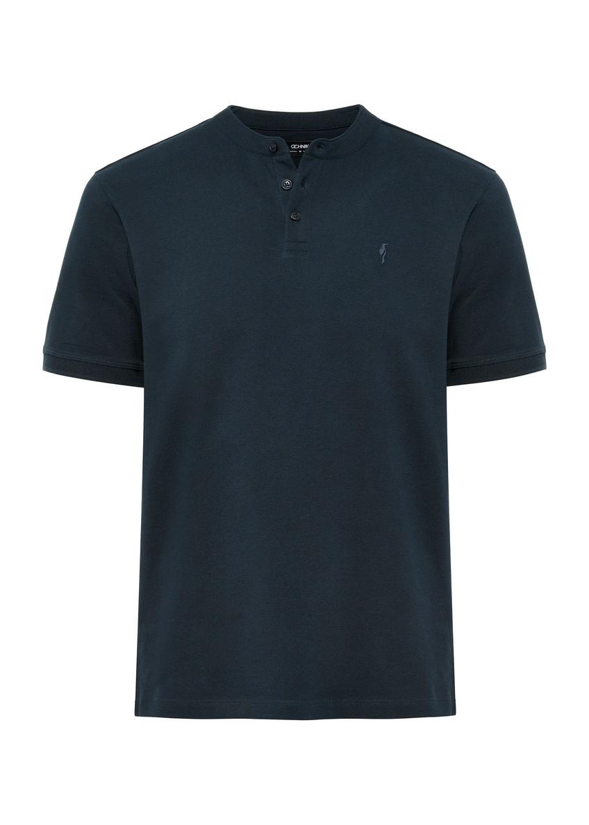 Granatowa koszulka polo męska POLMT-0061-69(W25)-05