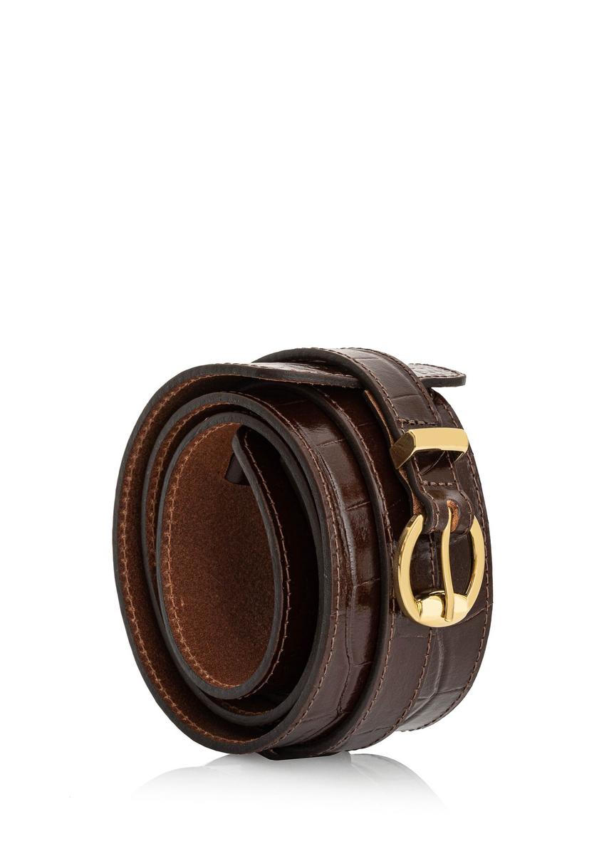 Brown leather women's belt 2in1 PASDS-0314-89(Z24)