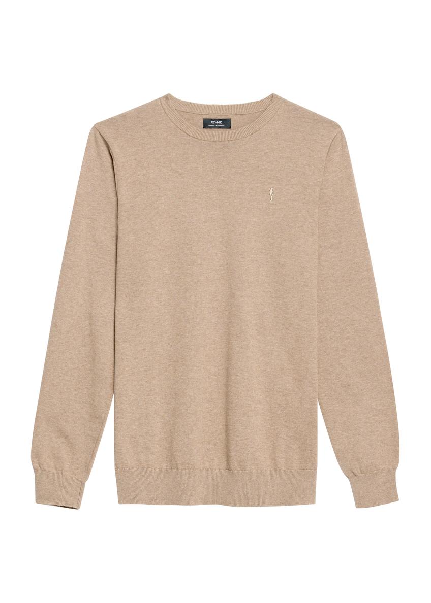 Camelowy bawełniany sweter męski SWEMT-0114A-24(Z25)