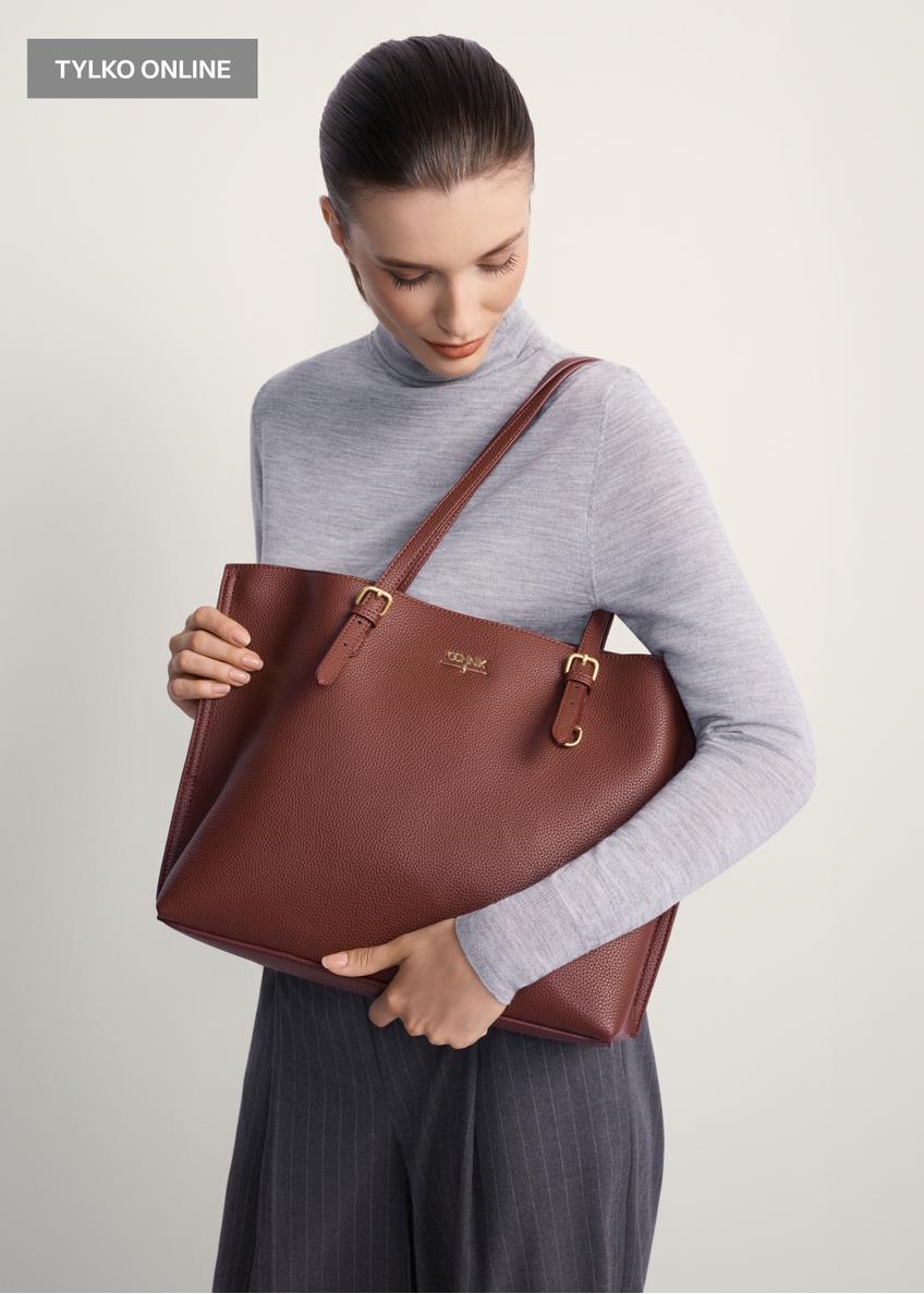Bordowa duża torba shopper TOREC-1088-49(Z25)