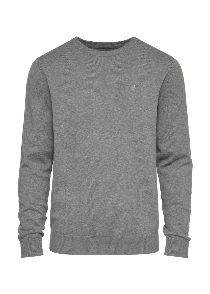 Jasnoszary sweter męski z logo SWEMT-0114-91(Z24)-01