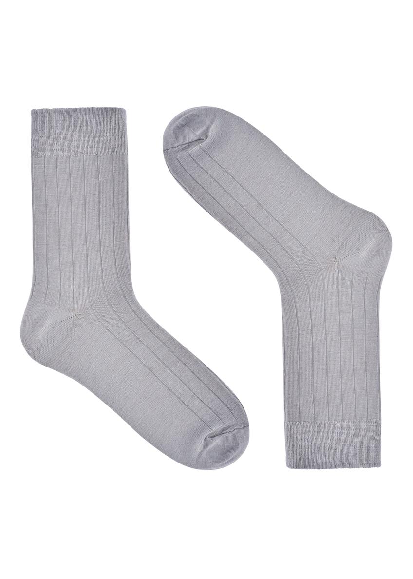 Szare skarpetki z wełny merino SKAMT-0206-9B(Z26), widok produktu od przodu na białym tle.