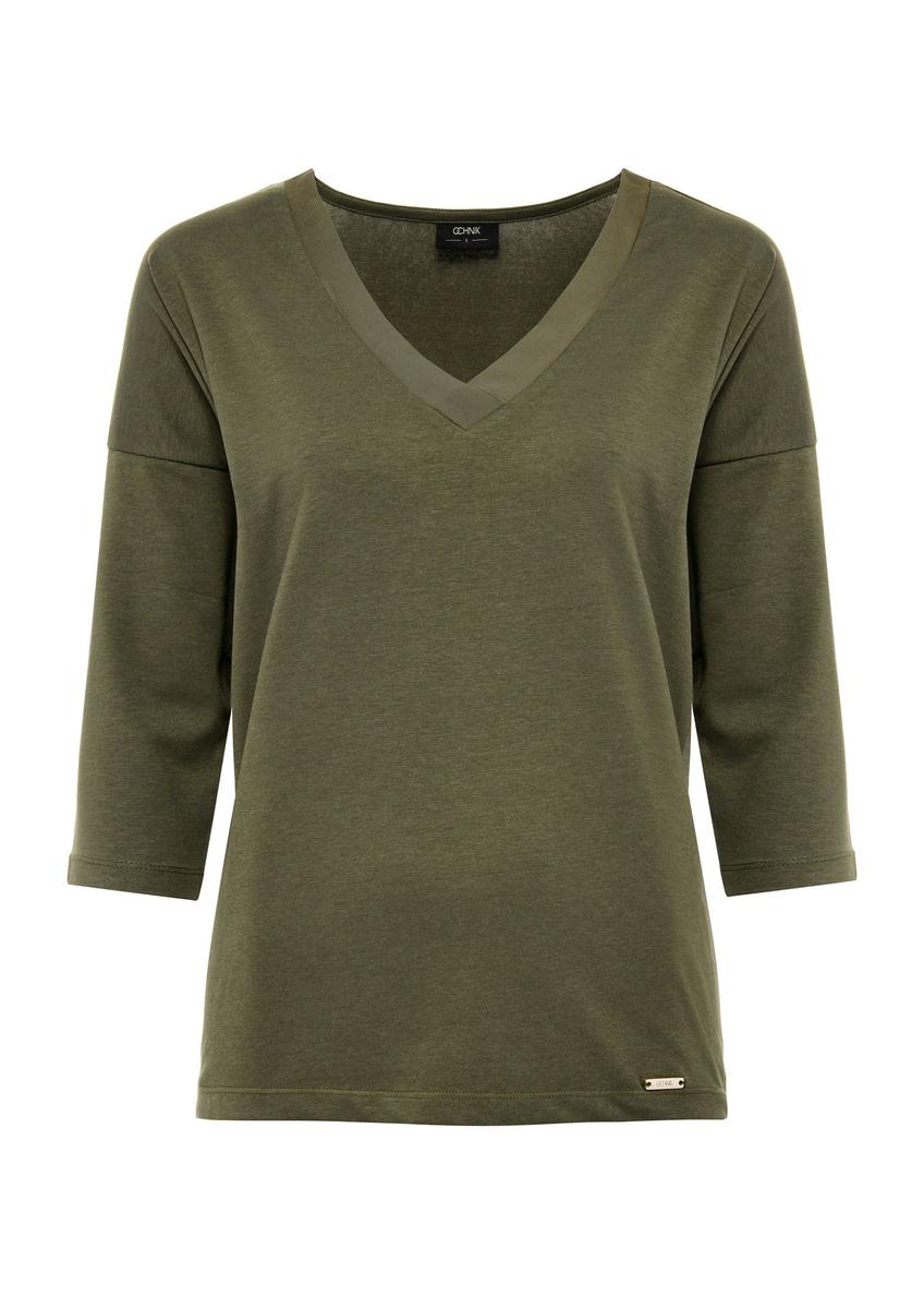 Khaki bluzka damska BLUDT-0156-55(W25)-04