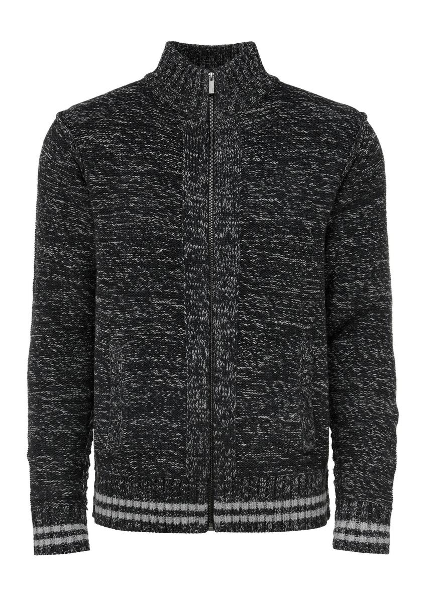 Granatowy sweter męski na suwak SWEMT-0155-69(Z24)-04