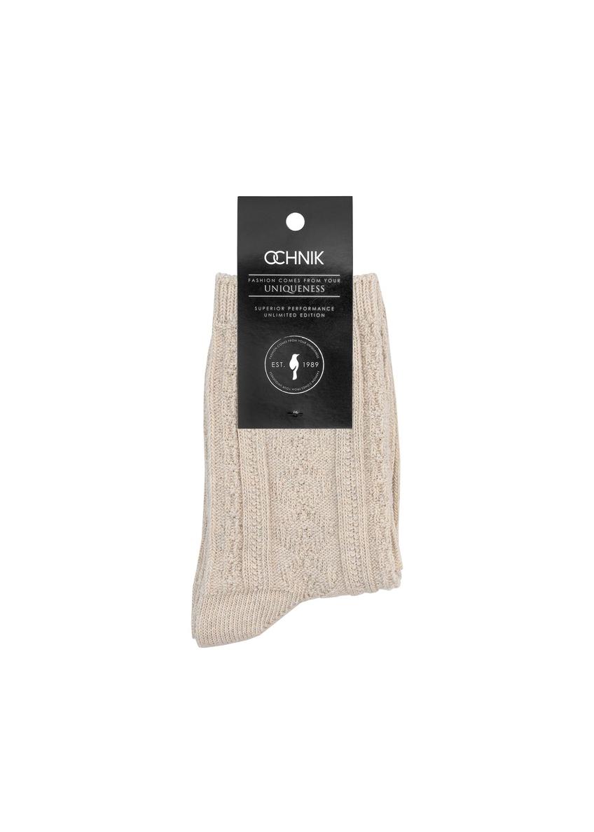 Long beige women's socks SKADT-0071-80(Z24)