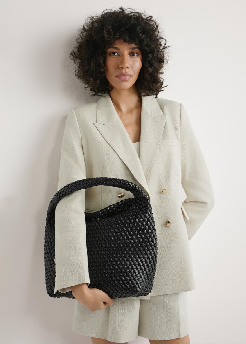 Czarna pleciona torebka shopper TOREC-1148-99(W26)