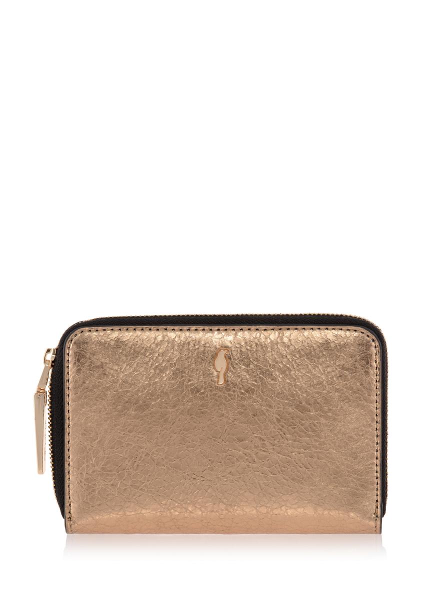 Złoty skórzany portfel damski PORES-0836C-28(W23)