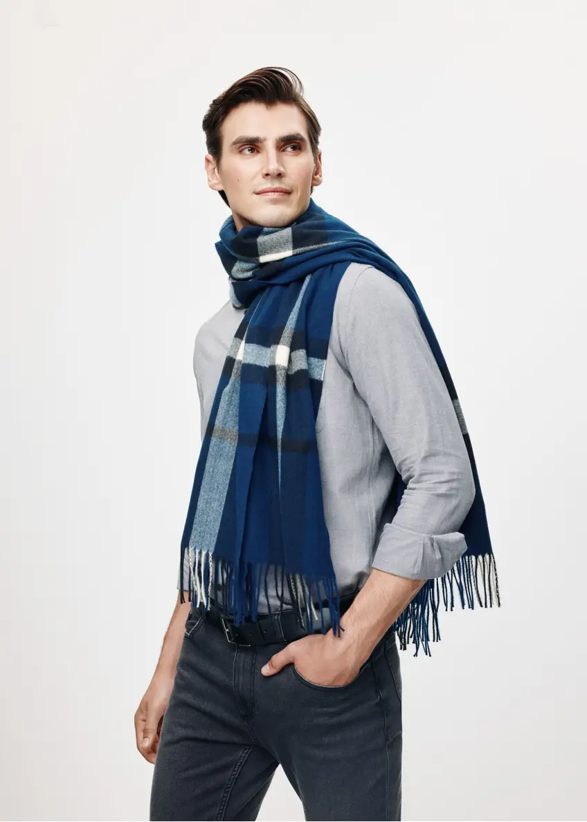 Men's winter checkered scarf SZAMT-0078-69(Z24)