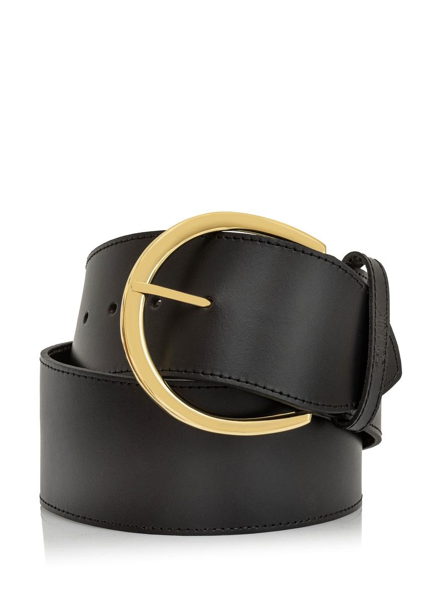 Black leather women's belt PASDS-0311-99(Z24)-01