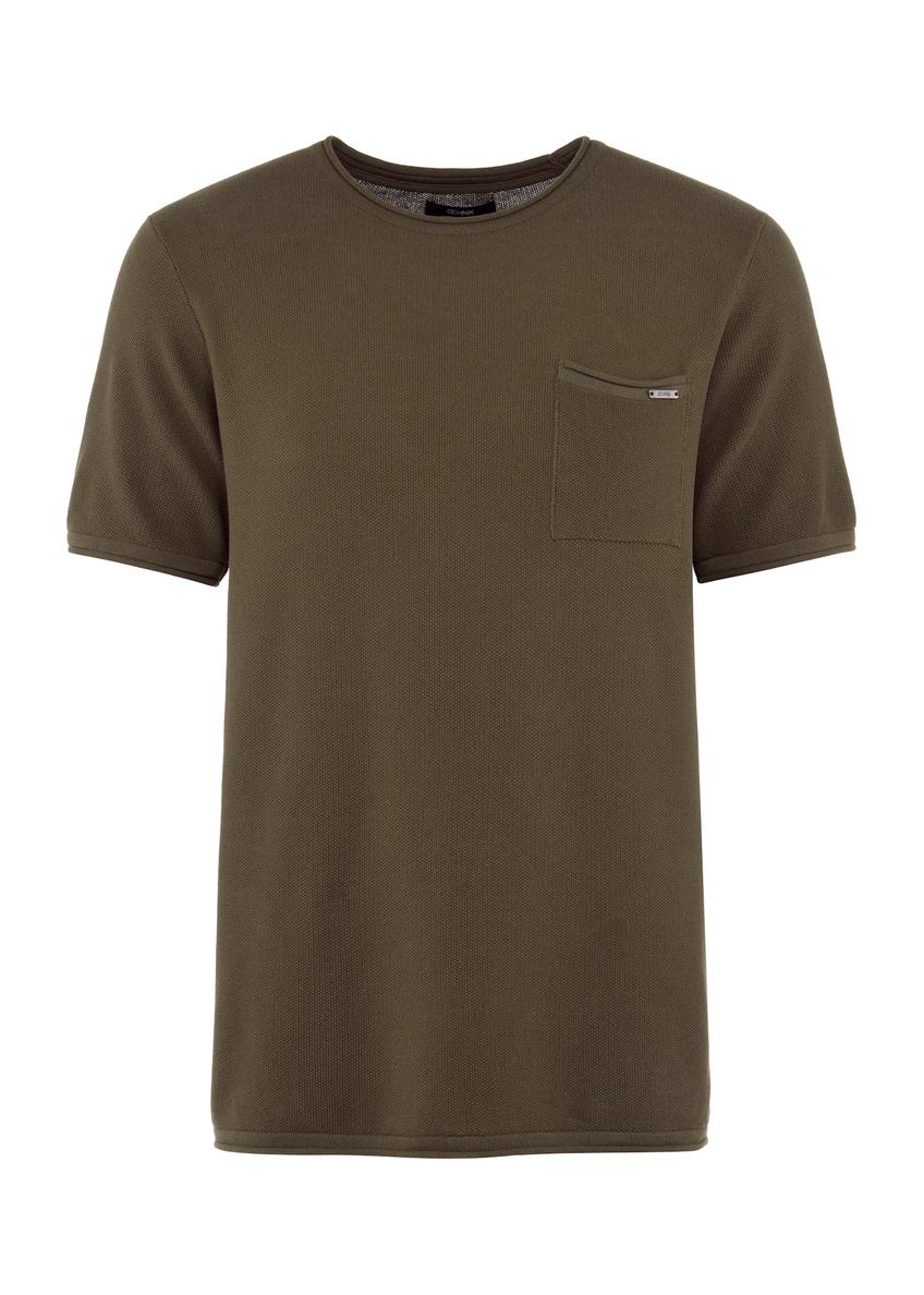 Bawełniany przewiewny t-shirt męski TSHMT-0122-55(W25), widok produktu z przodu na białym tle.