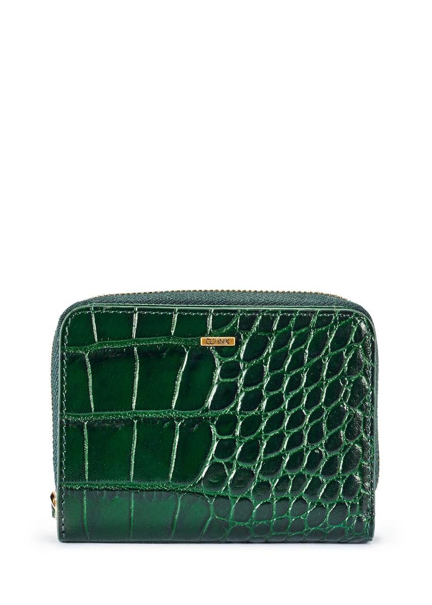 Zielony skórzany portfel damski croco TOREC-0952-51(W25) - widok produktu z przodu na białym tle.