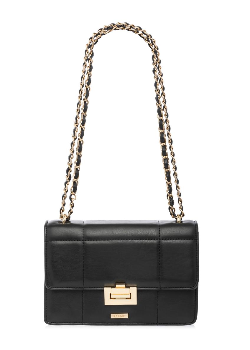 Mała torebka damska w kolorze czarnym TOREC-1186-99(W26) - widok produktu z przodu, na białym tle. 