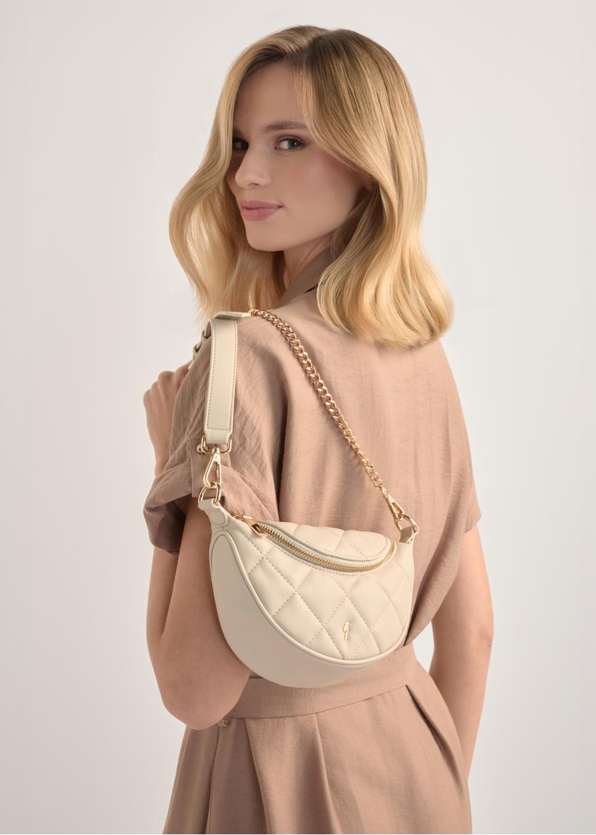 Kremowa pikowana torebka damska TOREC-1091-0B(W26)