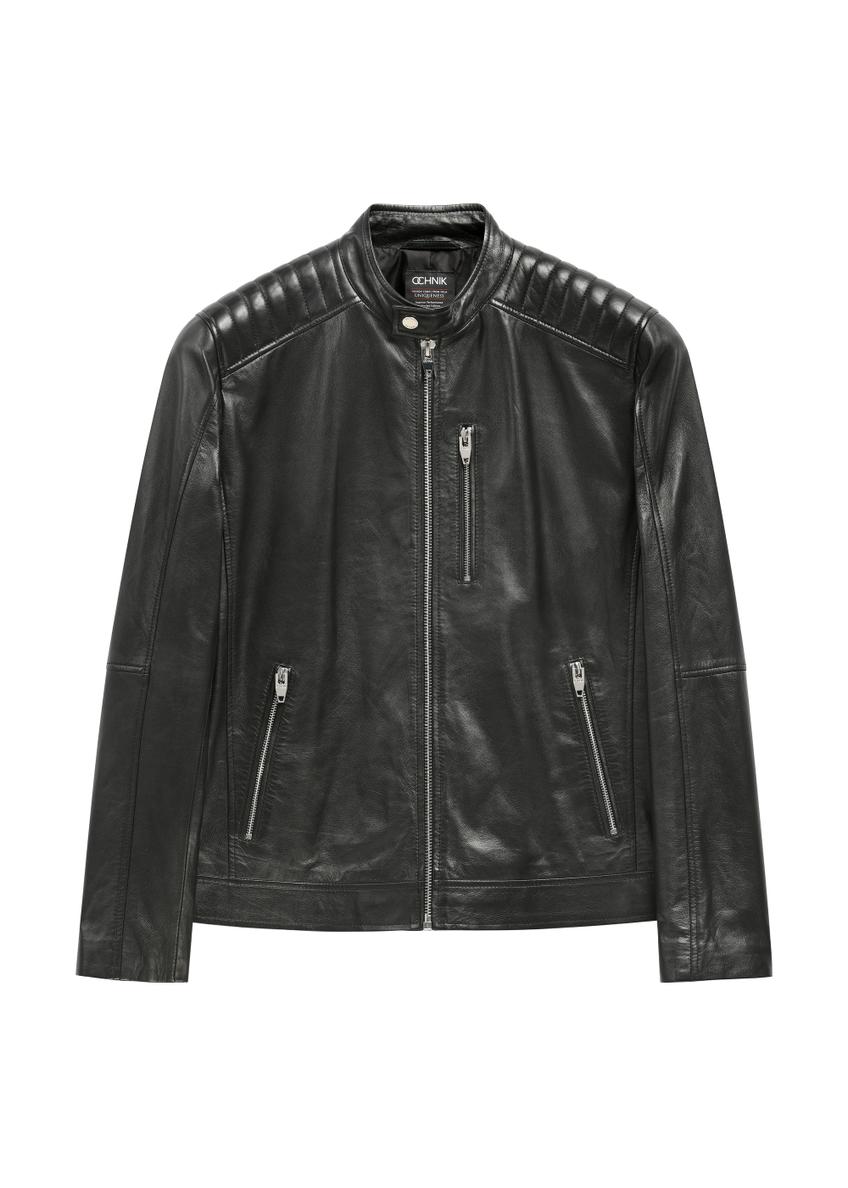 Skórzana kurtka męska ze stójką KURMS-0191A-99(KS)