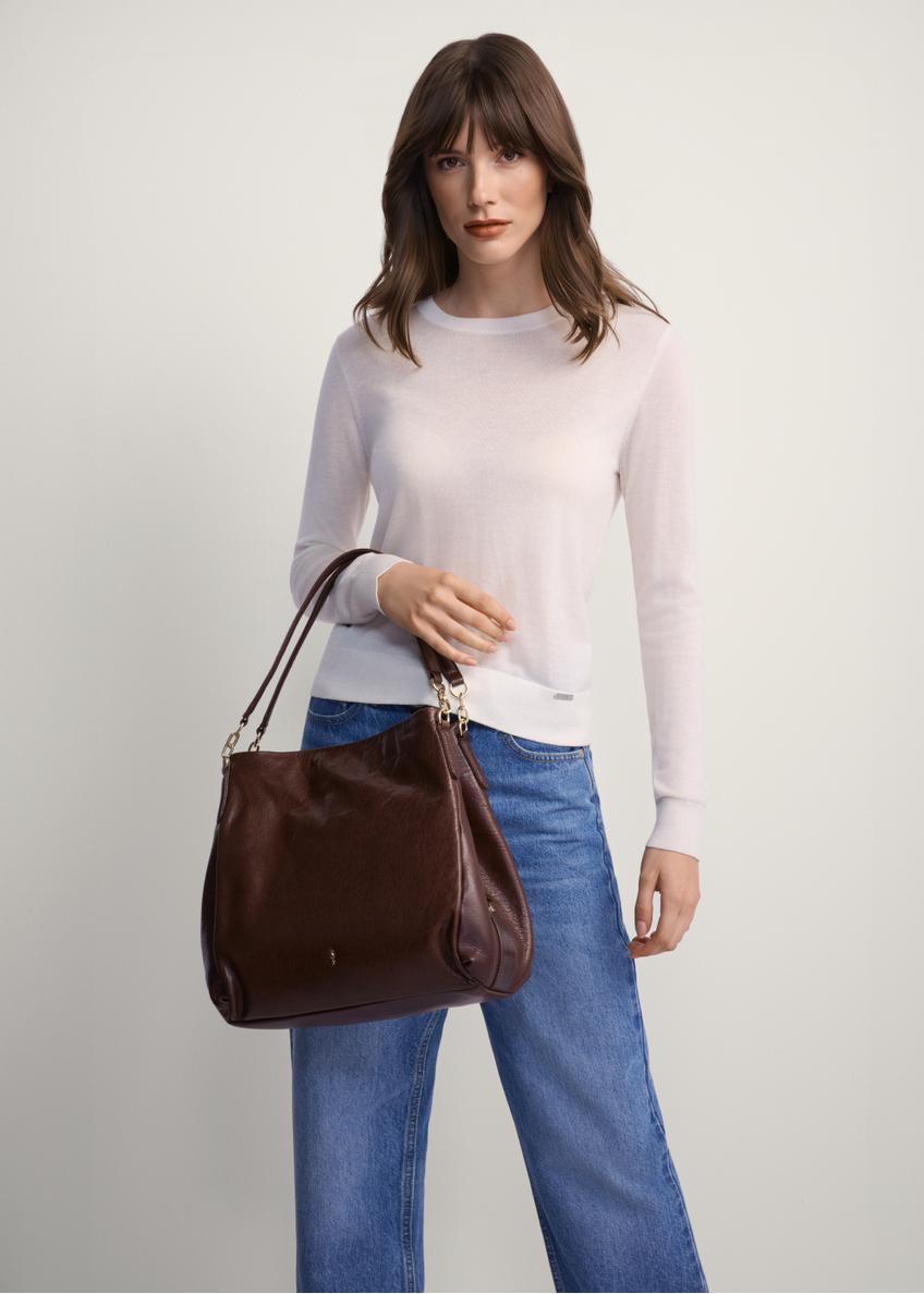 Brązowa skórzana damska torebka shopper TORES-0636D-89(Z25)