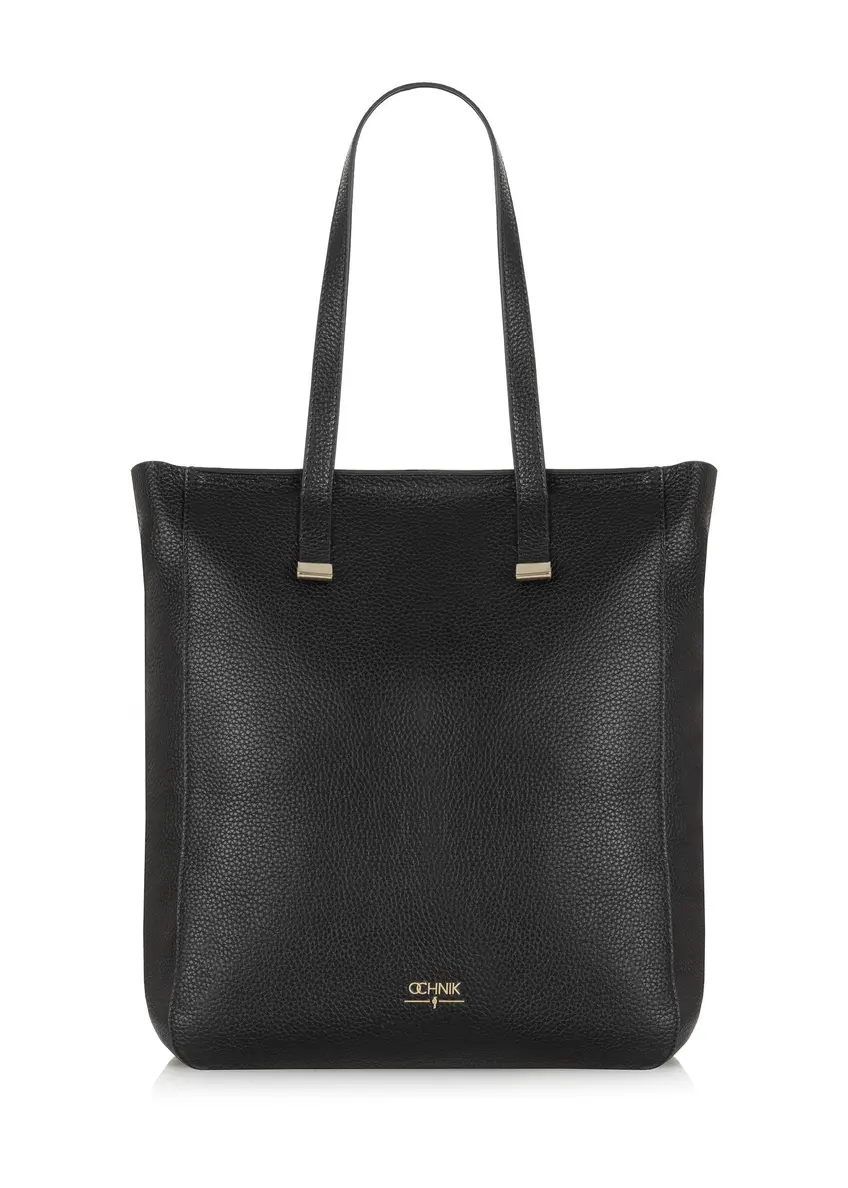 Women's black leather shopper bag TORES-1037-99(Z24)-01