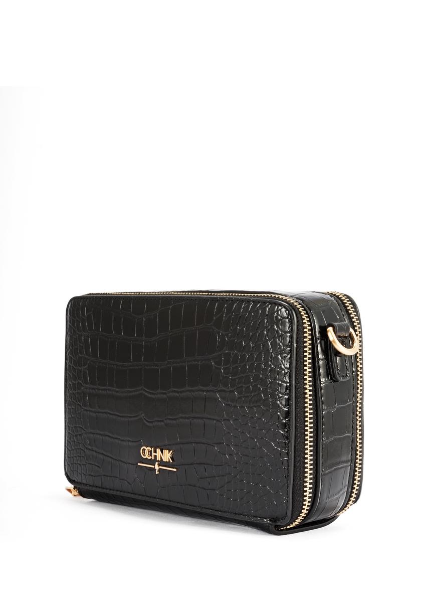 Czarna mała torebka damska croco TOREC-1049-99(Z25)