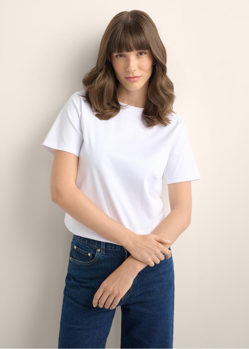 Biały bawełniany T-shirt damski TSHDT-0165-0A(Z26)