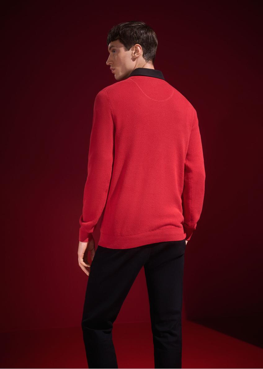 Red cotton men's sweater SWEMT-0160-42(Z24)