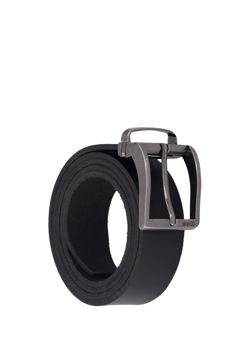 Skórzany pasek męski w kolorze czarnym PASMS-0289-99(Z26)