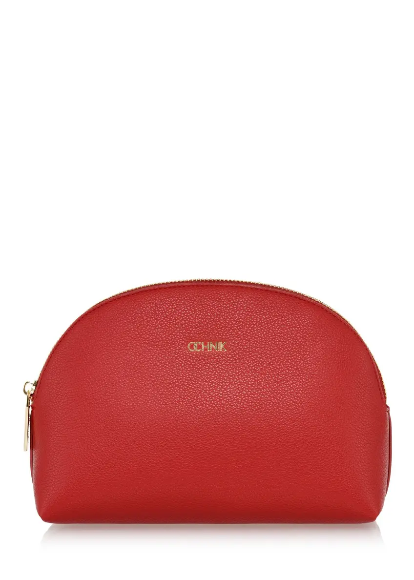 Red women's cosmetics bag made of imitation leather TOREC-0961-42(Z24)-01