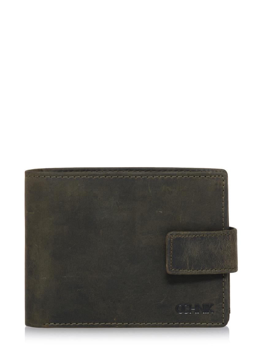 Mały khaki skórzany portfel męski PORMS-0546-54(W23)