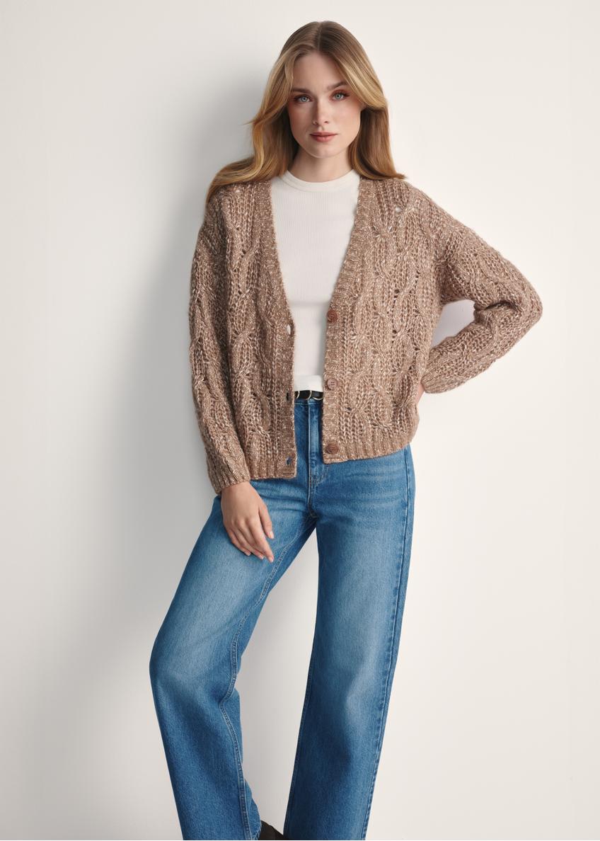 Kardigan damski z domieszką wełny KARDT-0054-24(Z25)