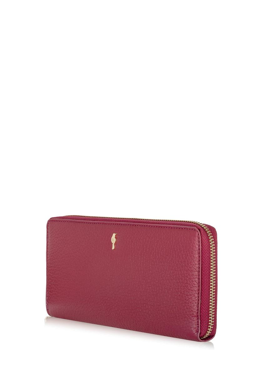 Różowy skórzany portfel damski na pasku PORES-0892-34(W24)