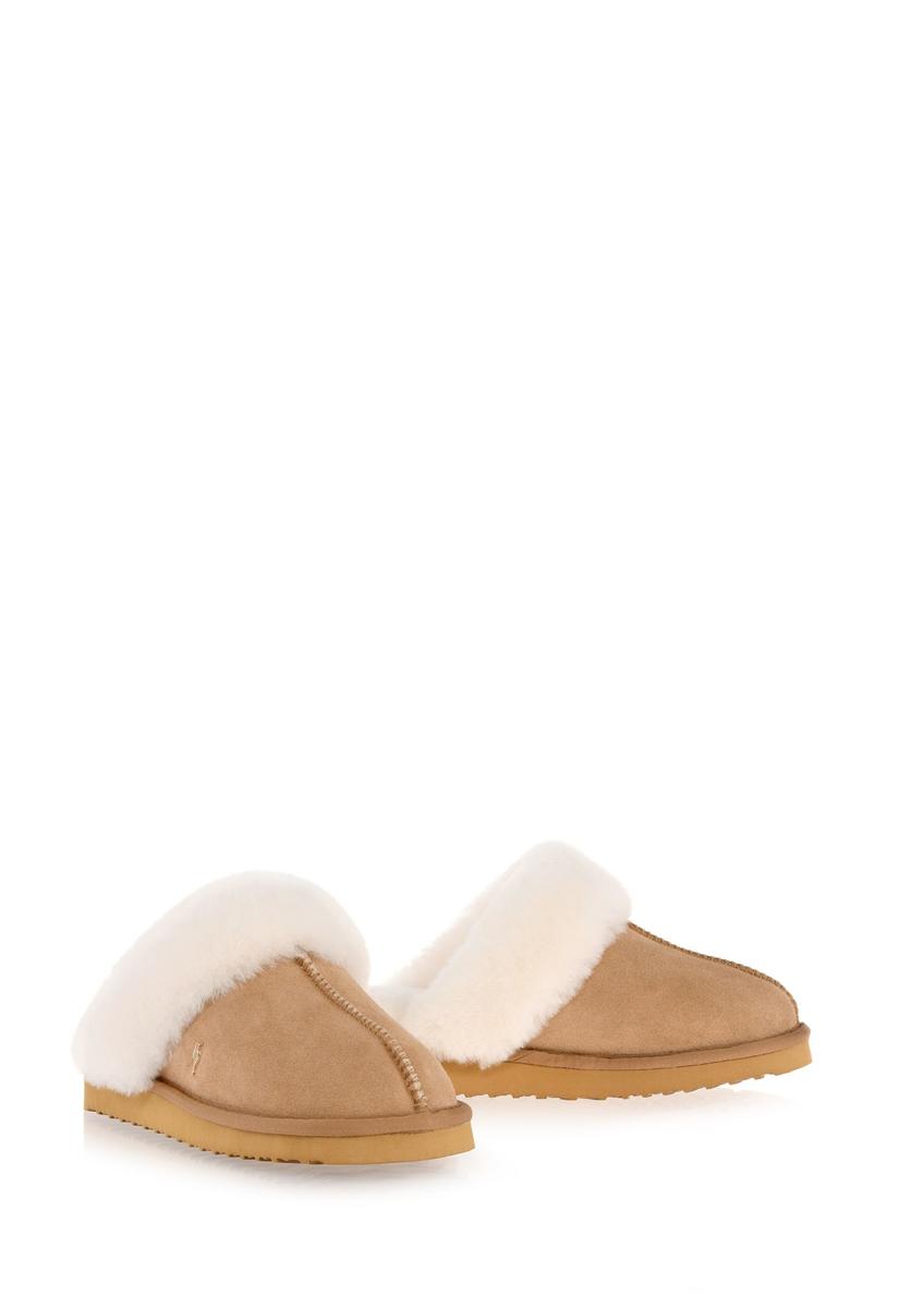 Beige slip-on snow boot style slippers BUTYD-1137-82(Z24)