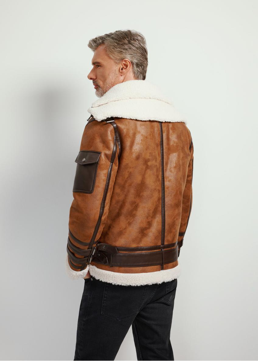 Brown men's sheepskin coat KOZMP-0005-89(Z24)