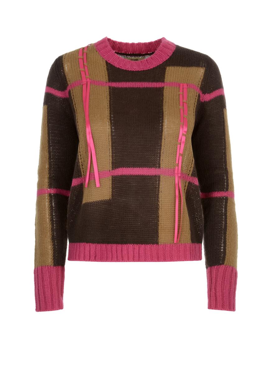Sweter damski z ozdobnymi tasiemkami SWEDT-0141-89(Z22)-04