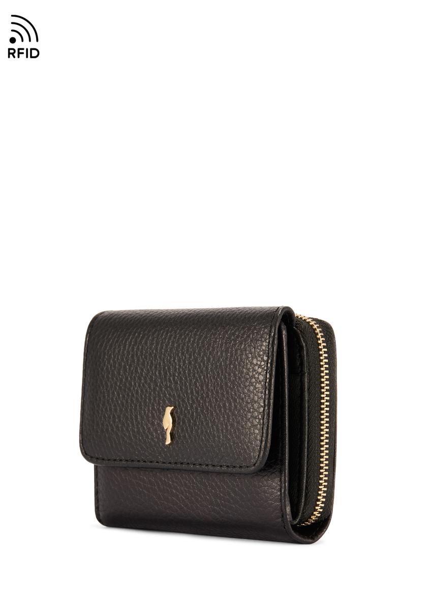 Czarny skórzany portfel damski z ochroną RFID PORES-0825RFID-99(Z25)