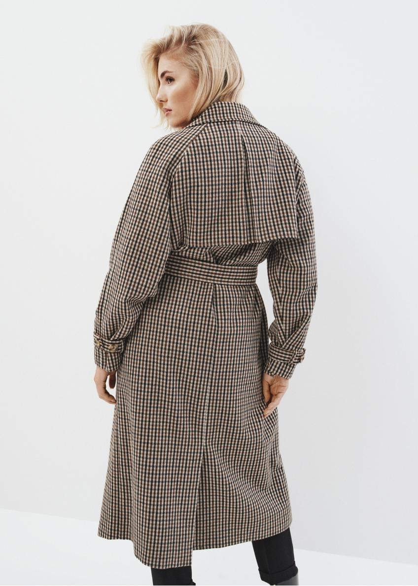 Długi płaszcz damski oversize w pepitkę PLADT-0050-89(Z23)