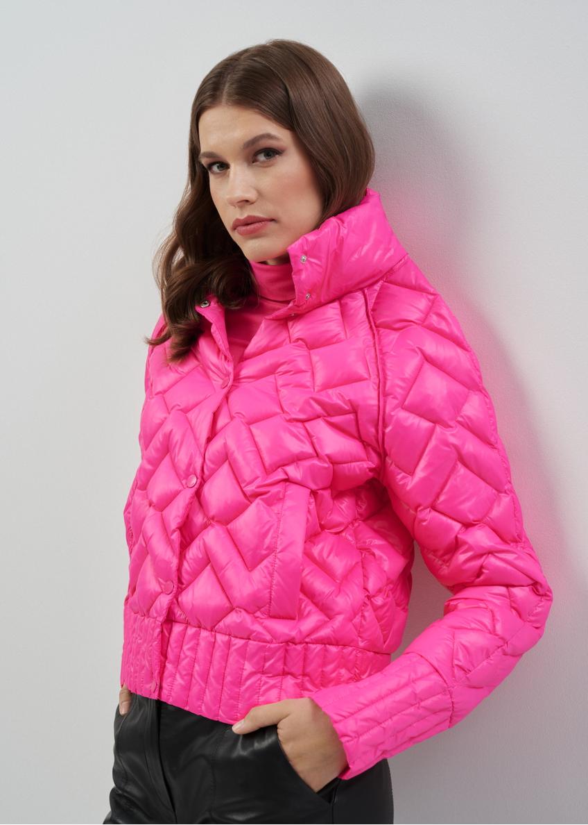 Różowa pikowana kurtka damska ze stójką KURDT-0477-31(Z23)