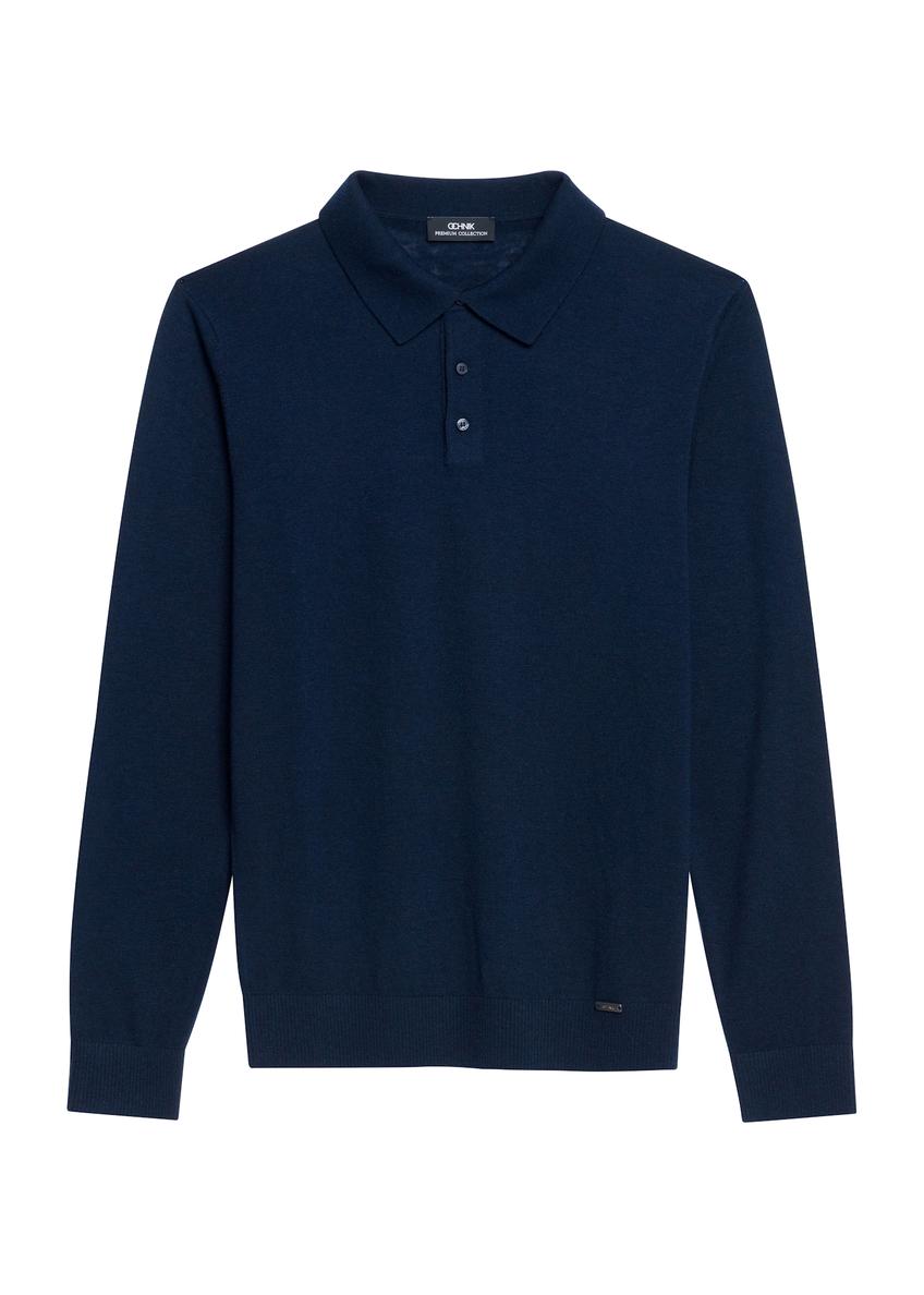 Granatowy sweter męski SWEMT-0184-68(Z25), produkt widoczny od przodu, na białym tle.