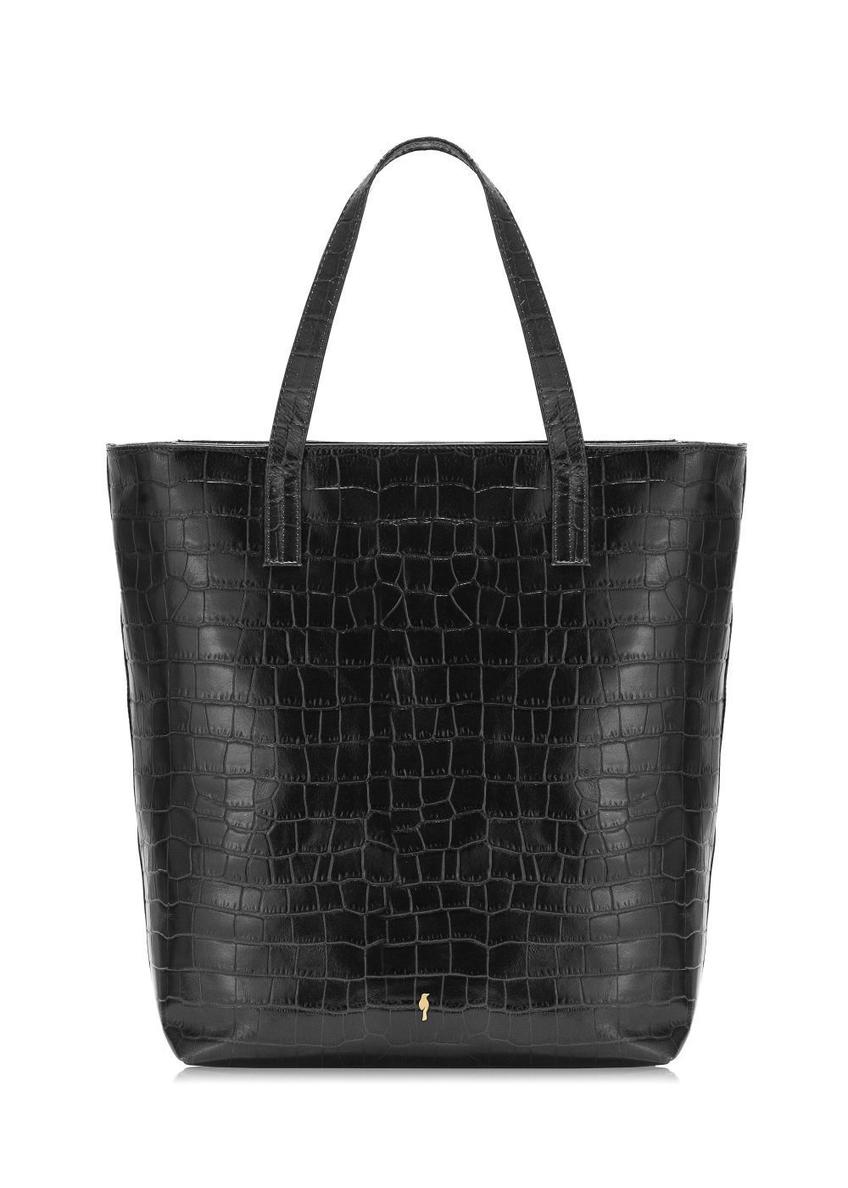 Torebka shopper damska croco TORES-0701E-99(Z25), widok produktu z przodu na białym tle.
