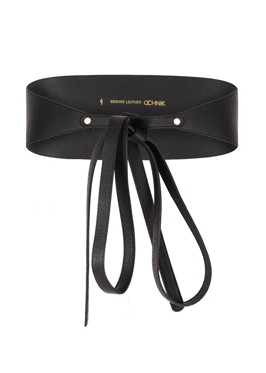 Leather black tied women's belt PASDS-0180B-99(Z24)