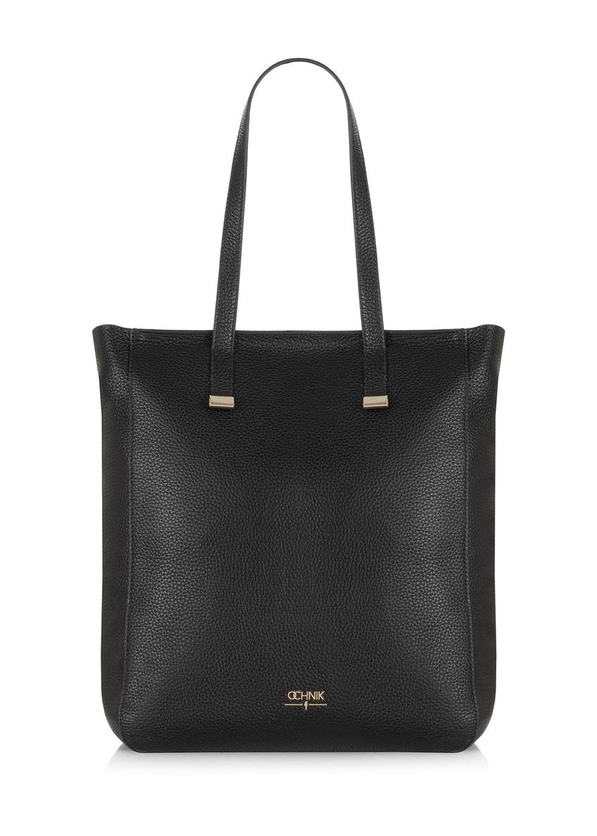 Czarna skórzana torebka shopper damska TORES-1037C-99(W25)-08