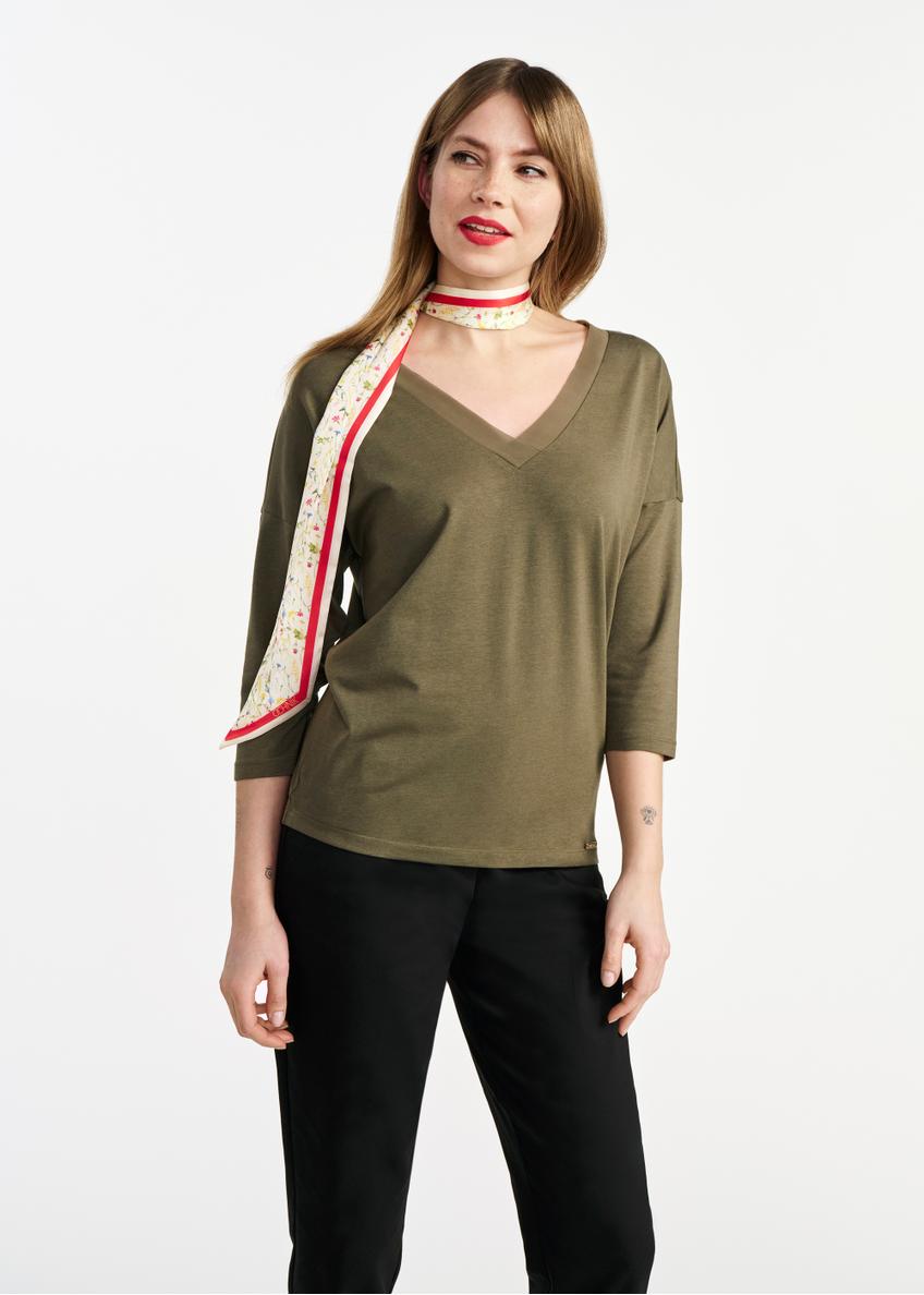 Khaki bluzka damska BLUDT-0156-55(W25)-01