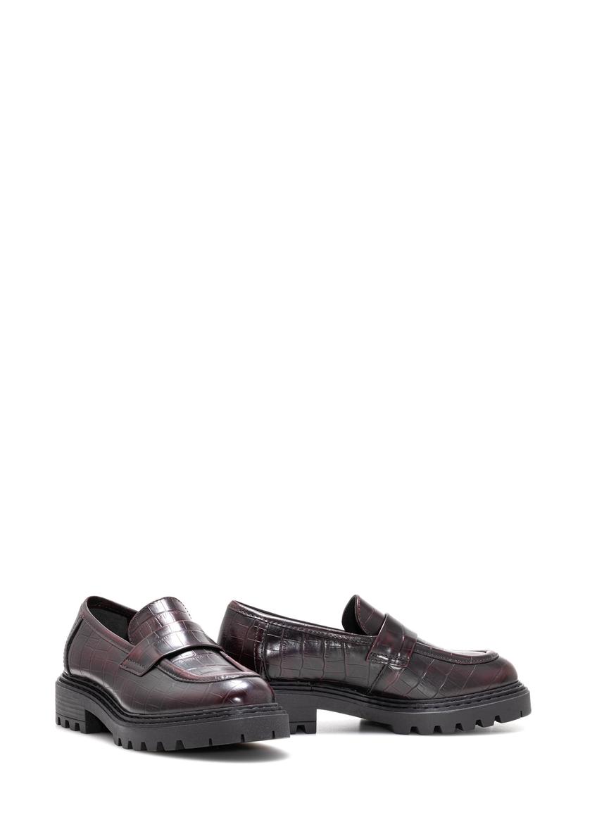 Bordowe mokasyny damskie croco BUTYD-1189-90(Z25)