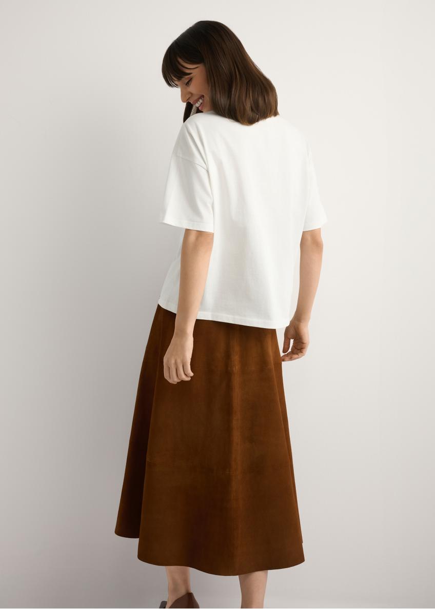 Zamszowa spódnica midi w kolorze koniaku SPCDS-0084-1F(W26)