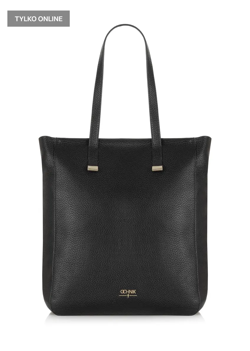 Czarna skórzana torebka shopper damska TORES-1037C-99(W25)