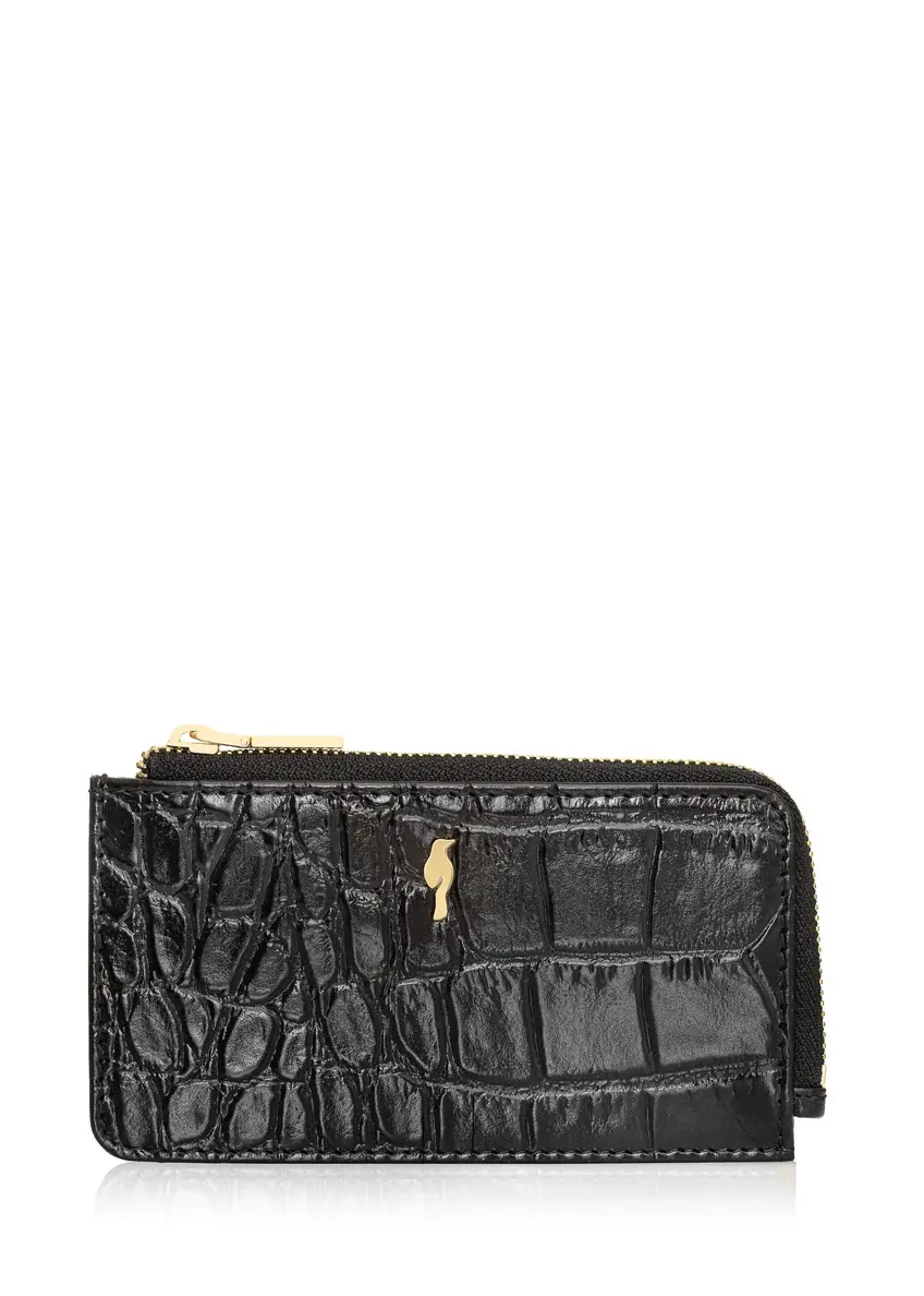 Small women's leather wallet with croco motif PORES-0922-99(Z24)