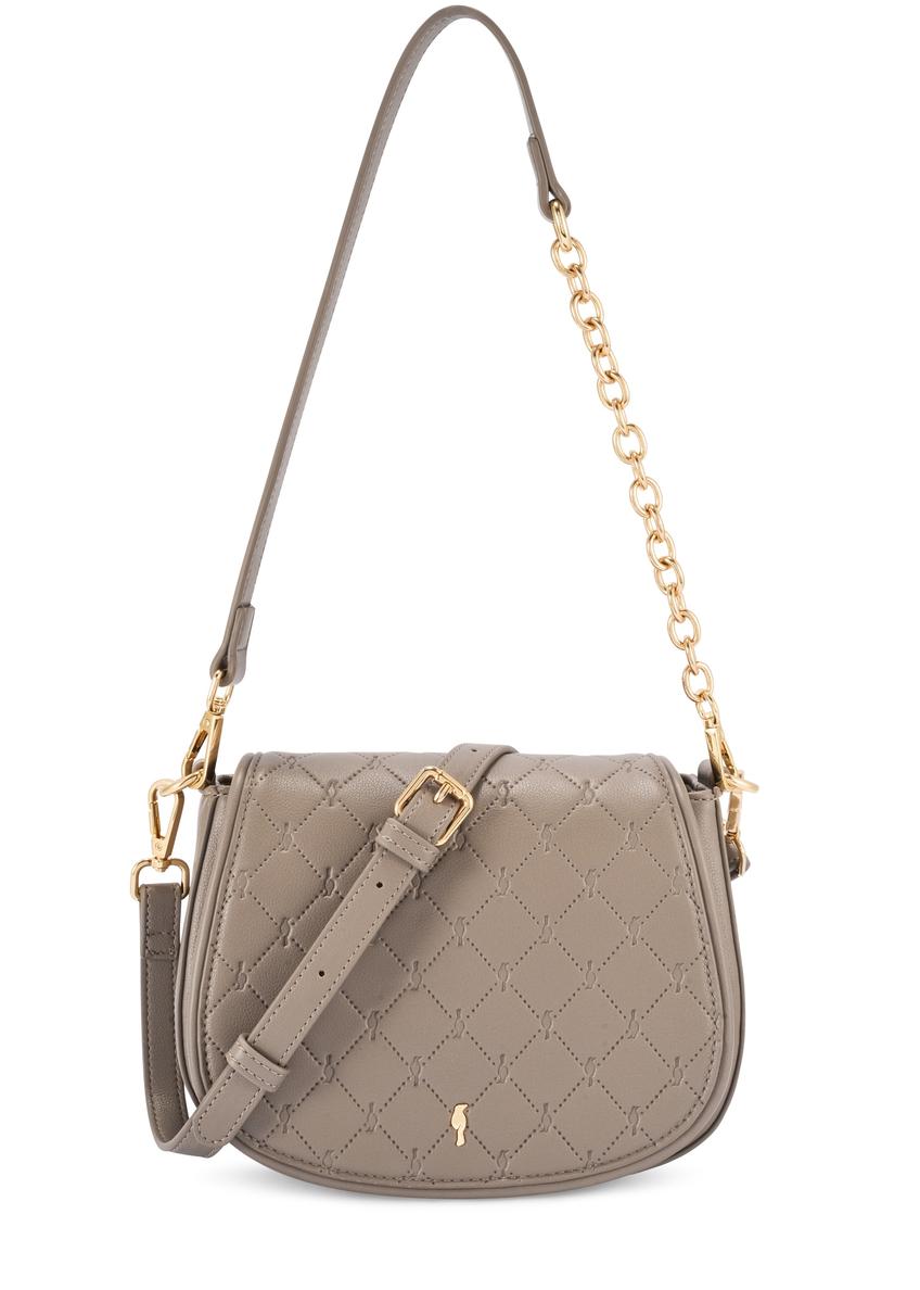 Jasnobrązowa listonoszka damska TOREC-1179-1K(W26), widok produktu z przodu na białym tle.